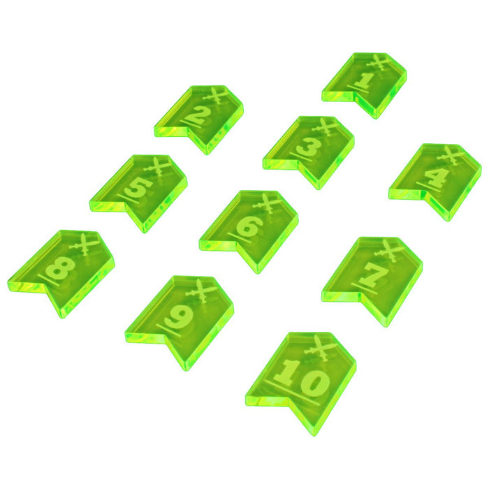 LITKO Fantasy RPG Initiative Token Set #1-10, Fluorescent Green (10)-Tokens-LITKO Game Accessories
