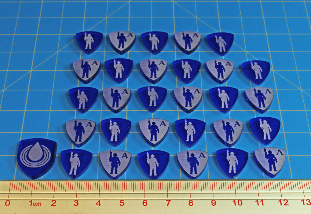 LITKO Blue Player House and Force Tokens compatible with Dune Board Game, Fluorescent Amber (30)-Tokens-LITKO Game Accessories