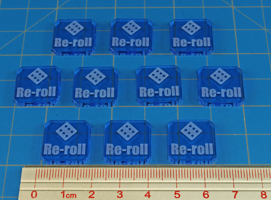 LITKO Re-roll Tokens compatible with WHv9, Fluorescent Blue (10)-Tokens-LITKO Game Accessories
