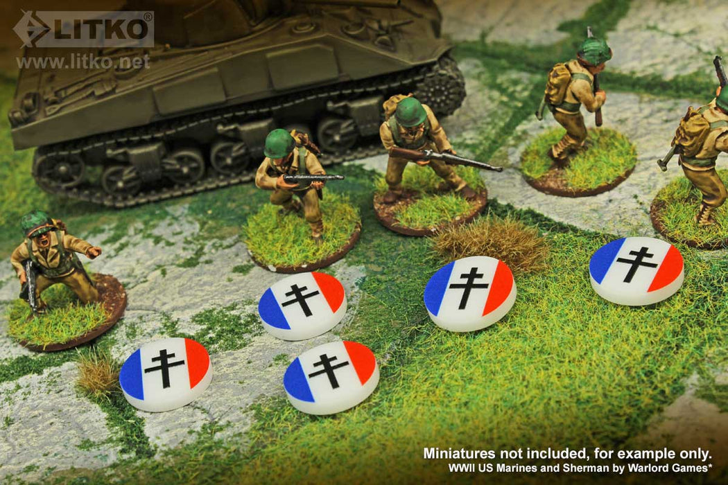 LITKO Premium Printed WWII Faction Tokens, Free France (10)-Tokens-LITKO Game Accessories