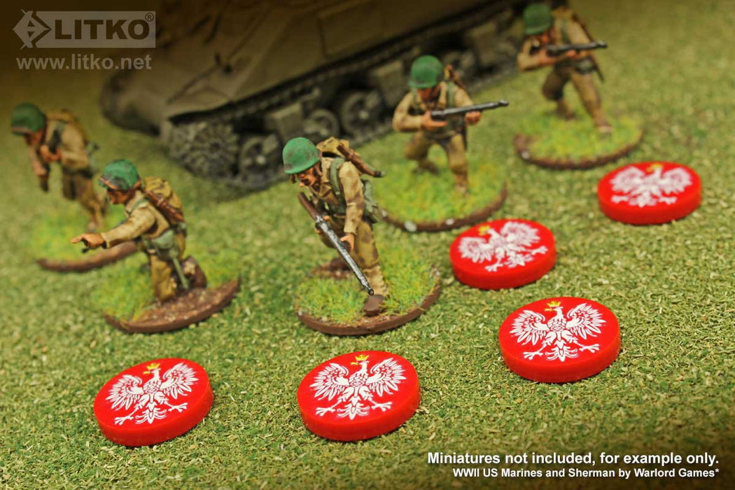 LITKO Premium Printed WWII Faction Tokens, Poland Imperial Eagle (10)-Tokens-LITKO Game Accessories