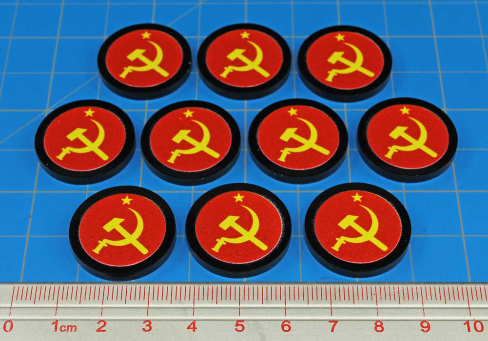 LITKO Premium Printed WWII Large Faction Tokens, Russia Hammer & Sickle (10)-Tokens-LITKO Game Accessories