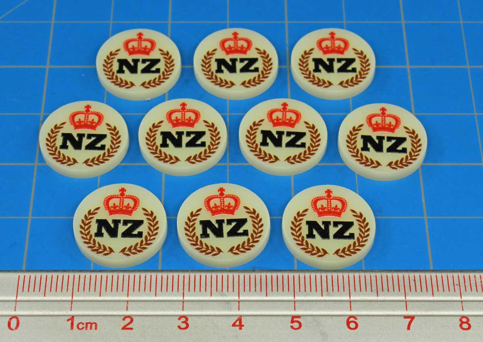 LITKO Premium Printed WWII North Africa Campaign Tokens, New Zealand Expeditionary Force (10)-Tokens-LITKO Game Accessories
