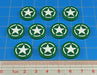 LITKO Premium Printed WWII Faction Tokens, American Army Green Roundel (10)-Tokens-LITKO Game Accessories