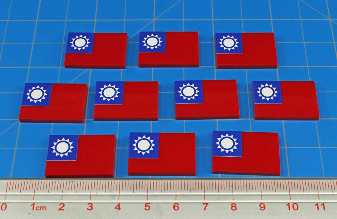 LITKO Premium Printed WWII Flag Tokens, Republic of China Flag (10) - LITKO Game Accessories