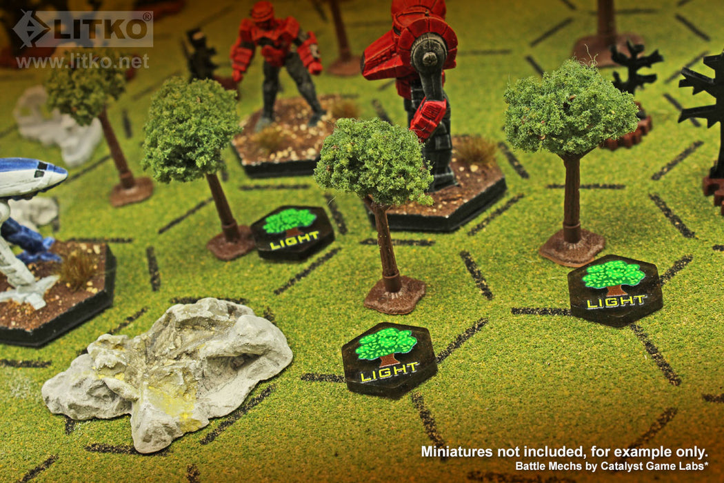 LITKO Premium Printed Mecha Battlefield Terrain Light Woods Tokens (10)-Tokens-LITKO Game Accessories