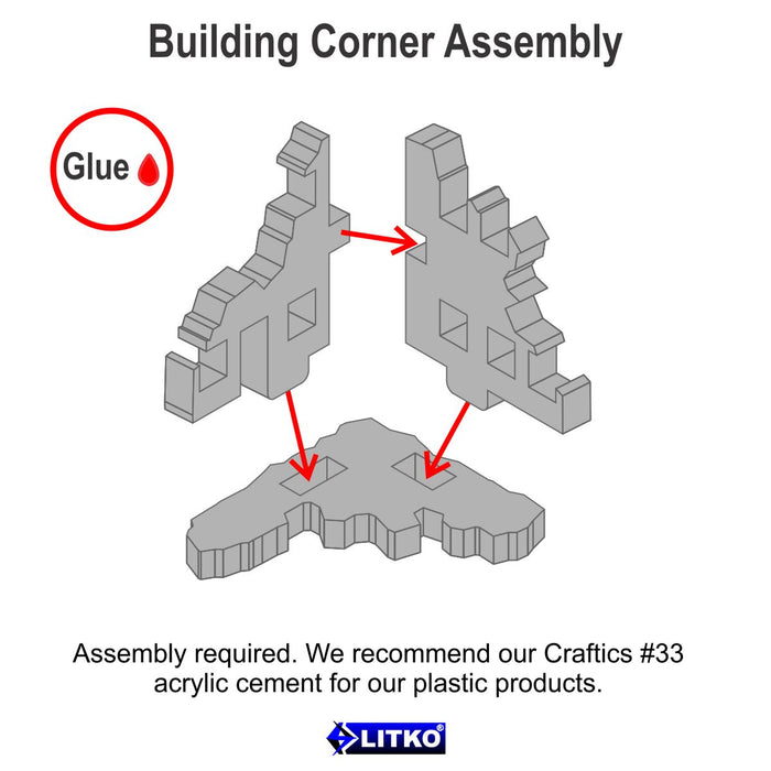 LITKO Blasted Building Terrain Marker, Micro-Scale (4)-Tokens-LITKO Game Accessories