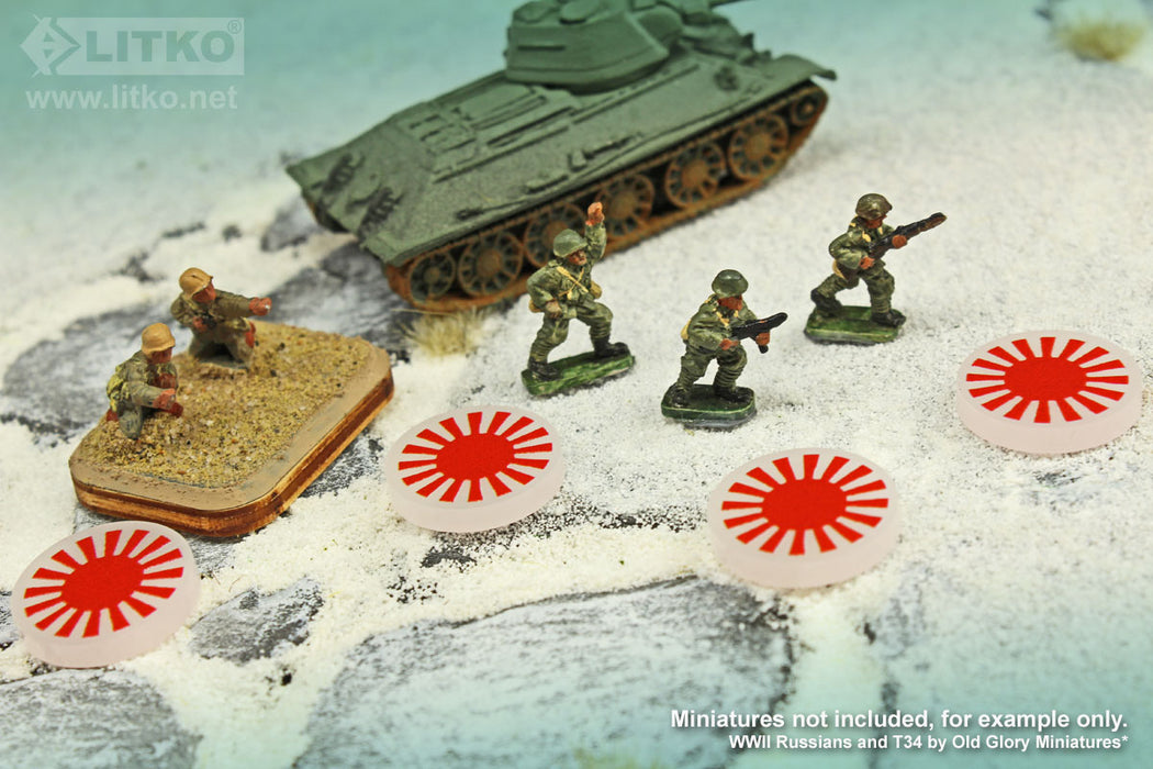 LITKO Premium Printed WWII Winter War Tokens, Japan Rising Run (10)-Tokens-LITKO Game Accessories
