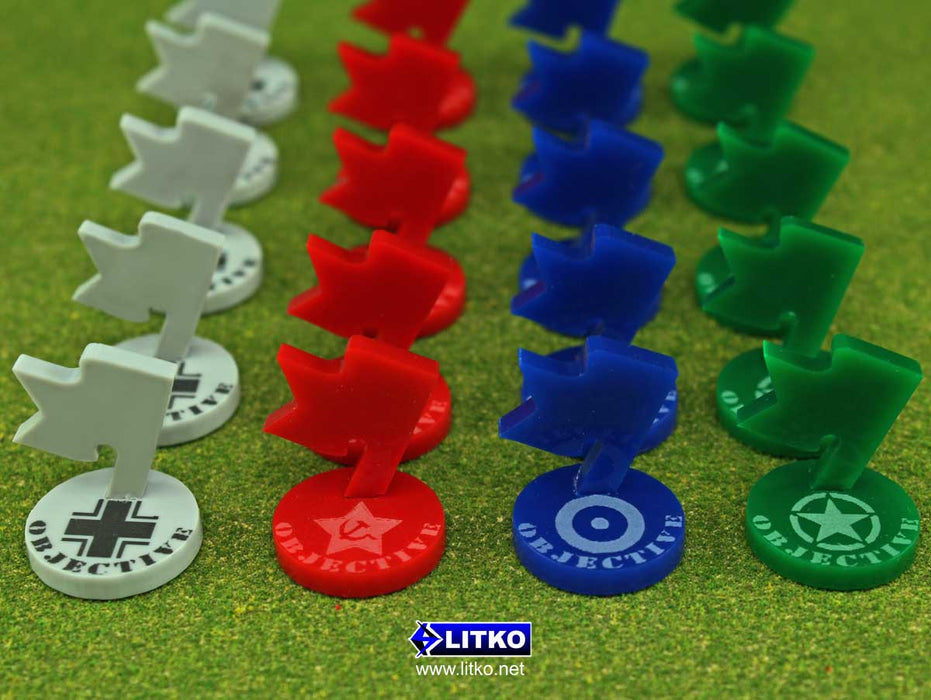 LITKO WWII Russian Mini Objective Markers, Red (5)-Tokens-LITKO Game Accessories