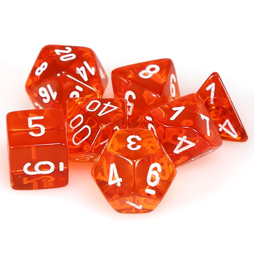 Translucent Polyhedral Orange/white 7-Die Set-Dice-LITKO Game Accessories