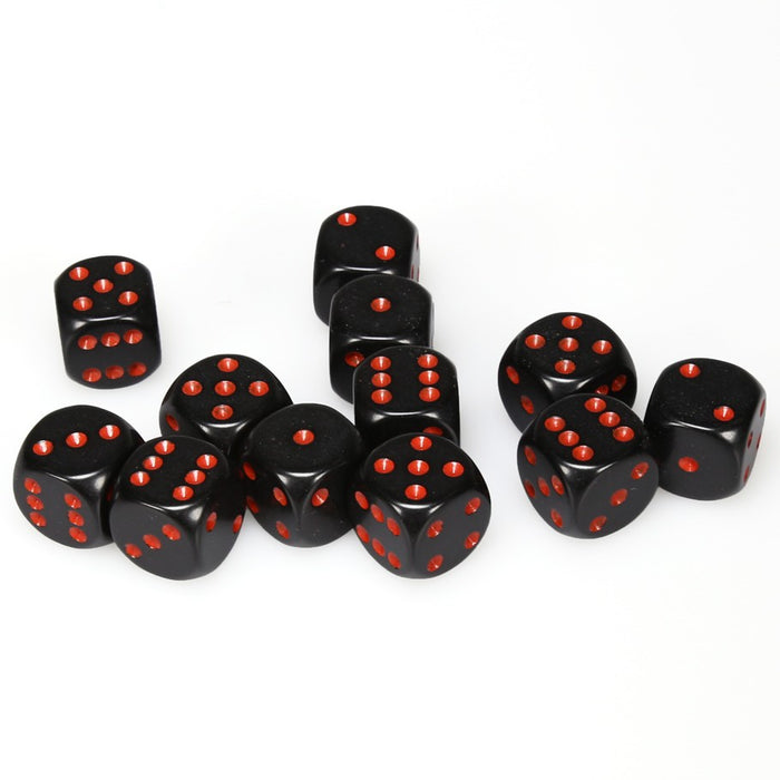 Opaque 16mm d6 Black/red Dice Block™ (12 dice)-Dice-LITKO Game Accessories