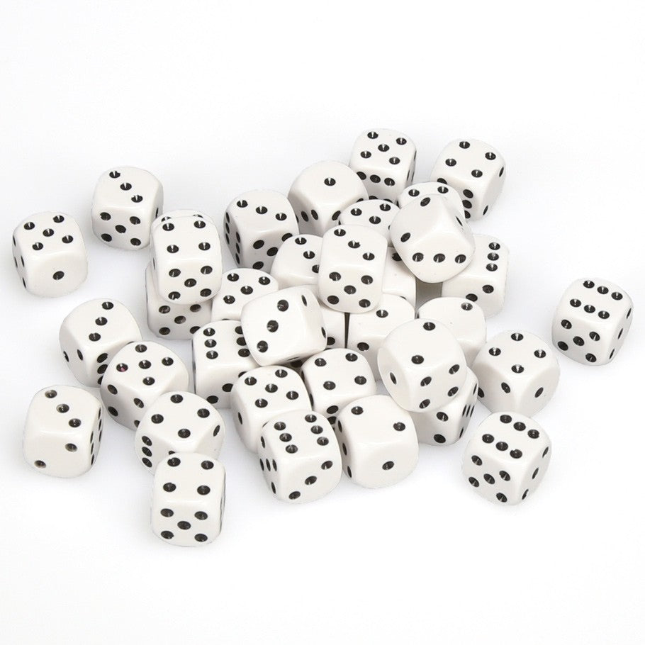 Opaque 12mm d6 White/black Dice Block™ (36 dice)