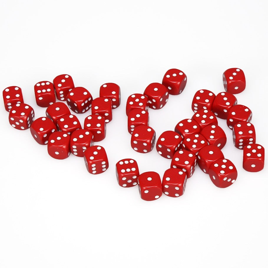 Chessex Opaque 12mm d6 Red/white Dice Block™ (36 dice) — LITKO