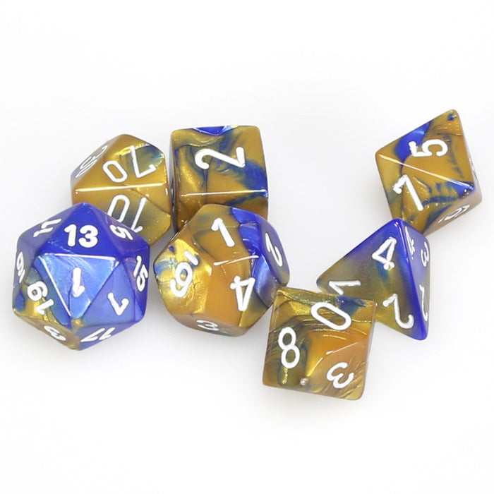 Gemini® Polyhedral Blue-Gold/white 7-Die Set-Dice-LITKO Game Accessories