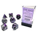 Gemini® Polyhedral Purple-Steel/white 7-Die Set - LITKO Game Accessories