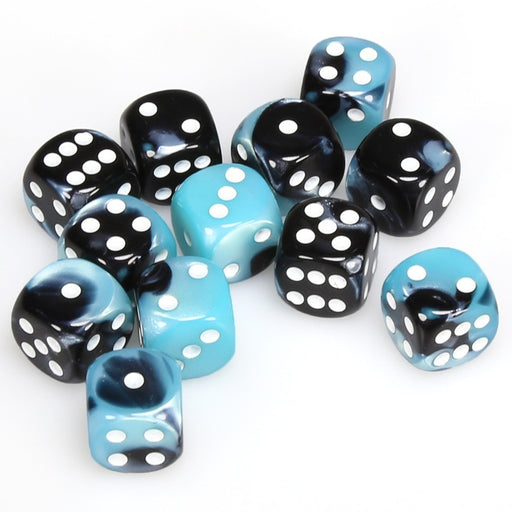 Gemini® 16mm d6 Black-Shell/white Dice Block™ (12 dice)-Dice-LITKO Game Accessories