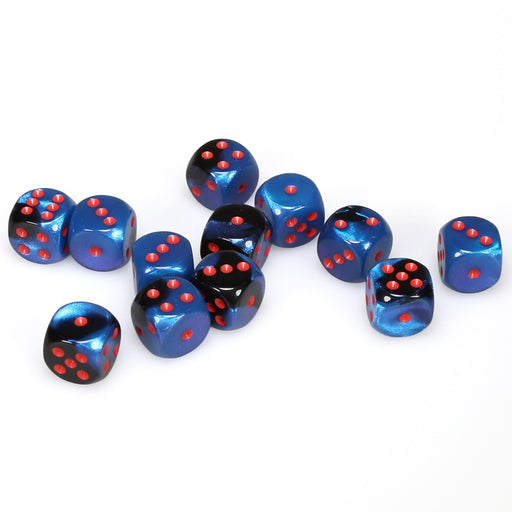 Gemini® 16mm d6 Black-Starlight/red Dice Block™ (12 dice)-Dice-LITKO Game Accessories
