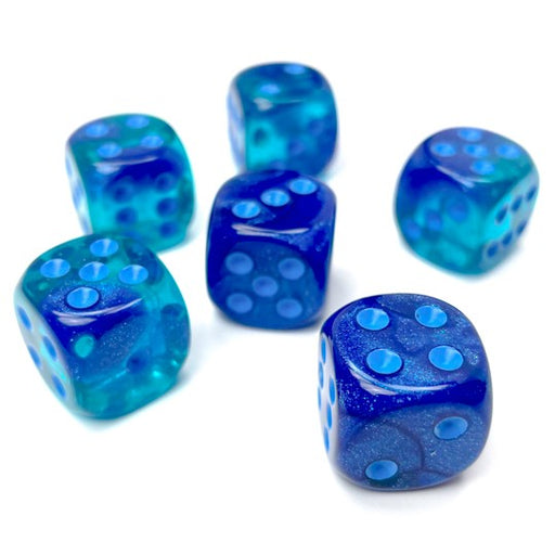 Gemini® 16mm d6 Blue-Blue/light blue Luminary™ Dice Block™ (12 dice)-Dice-LITKO Game Accessories
