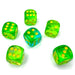 Gemini® 16mm d6 Translucent Green-Teal/yellow Dice Block™ (12 dice)-Dice-LITKO Game Accessories