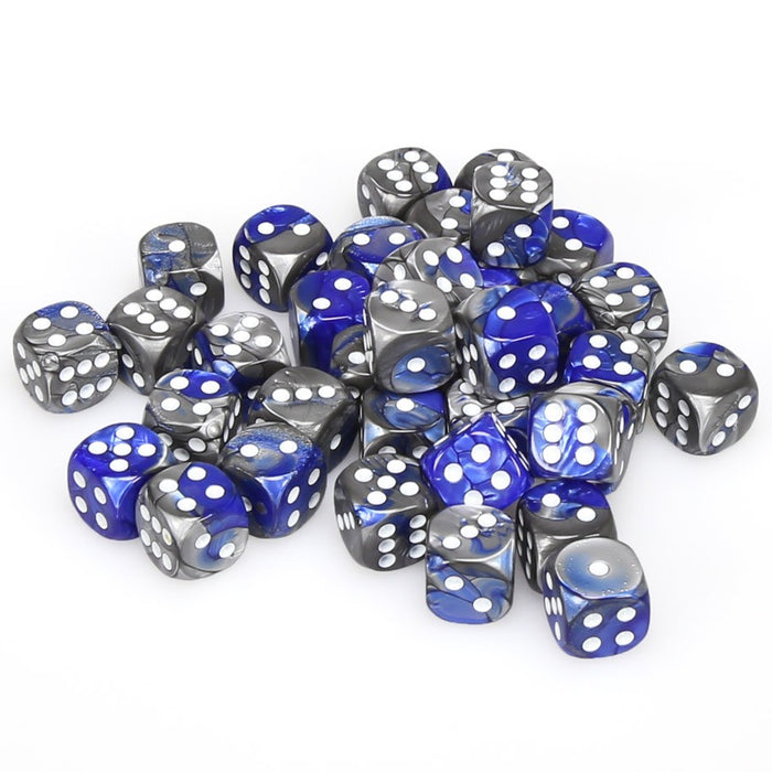 Gemini® 12mm d6 Blue-Steel/white Dice Block™ (36 dice)-Dice-LITKO Game Accessories