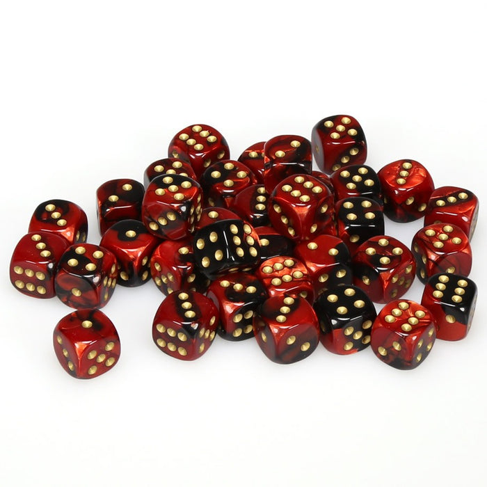 Gemini® 12mm d6 Black-Red/gold Dice Block (36 dice)-Dice-LITKO Game Accessories