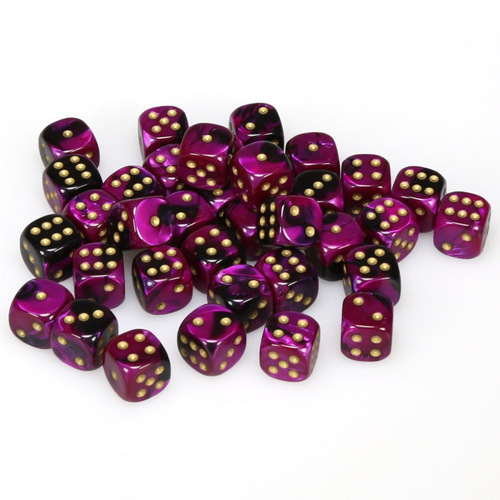 Gemini® 12mm d6 Black-Purple/gold Dice Block (36 dice)-Dice-LITKO Game Accessories
