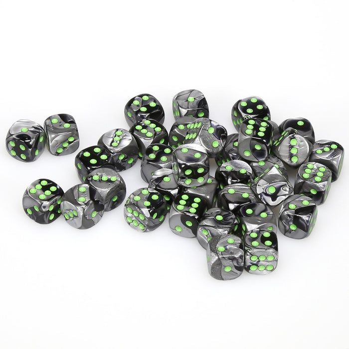 Gemini® 12mm d6 Black-Grey/green Dice Block™ (36 dice)-Dice-LITKO Game Accessories