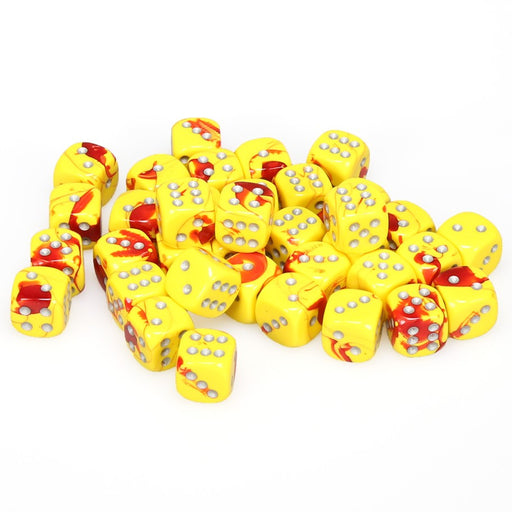 Gemini® 12mm d6 Red-Yellow/silver Dice Block™ (36 dice)-Dice-LITKO Game Accessories