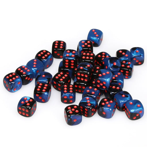 Gemini® 12mm d6 Black-Starlight/red Dice Block™ (36 dice)-Dice-LITKO Game Accessories