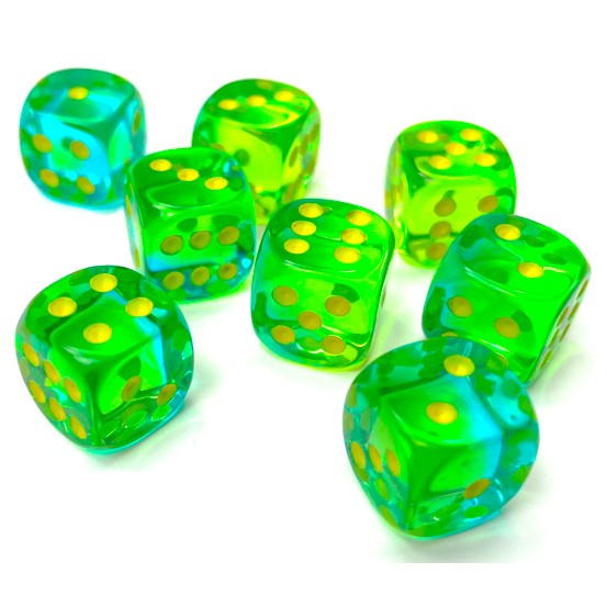 Gemini® 12mm d6 Translucent Green-Teal/yellow Dice Block™ (36 dice)-Dice-LITKO Game Accessories