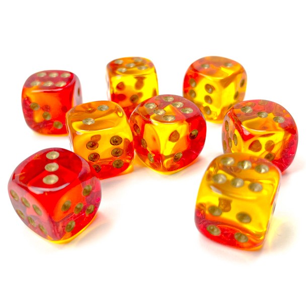 Gemini® 12mm d6 Translucent Red-Yellow/gold Dice Block™ (36 dice)-Dice-LITKO Game Accessories