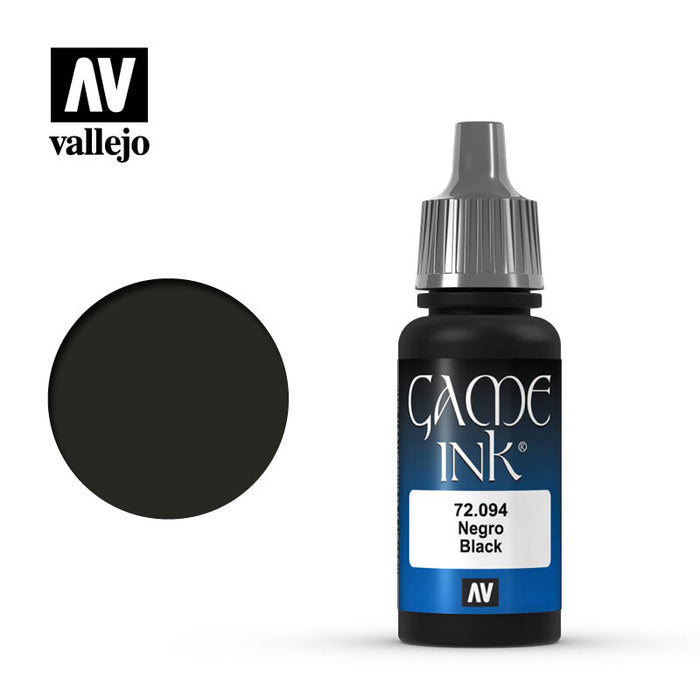 Vallejo Game Color Black Ink (72.094) (17ml)-Paint and Ink-LITKO Game Accessories