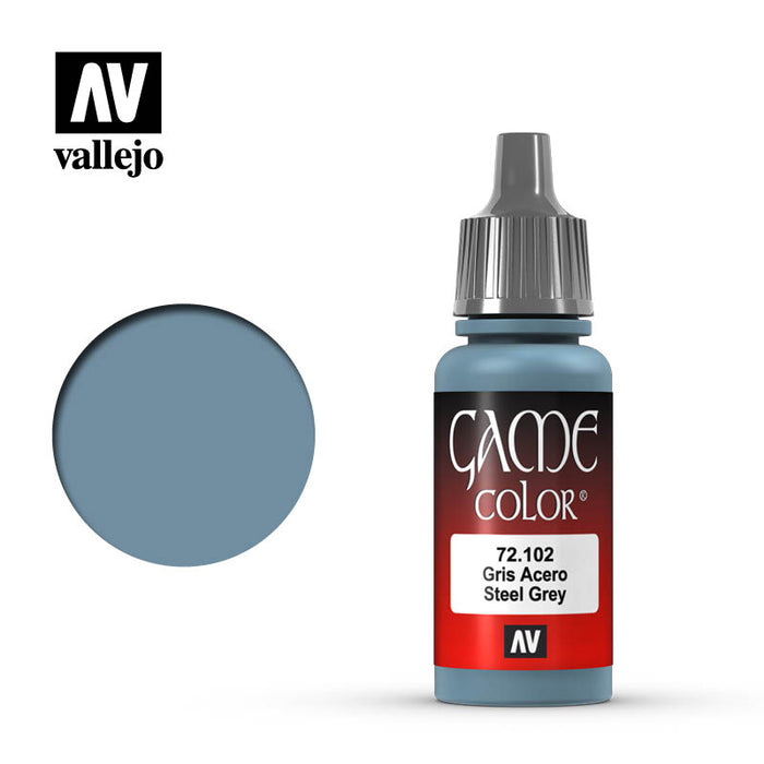 Vallejo Game Color Steel Grey (72.102) (17ml)-Paint and Ink-LITKO Game Accessories