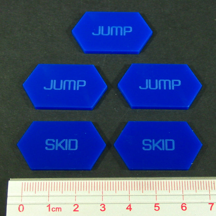 LITKO Mecha Combat Double-Sided Jump/Skid Tokens, Blue (5)-Tokens-LITKO Game Accessories