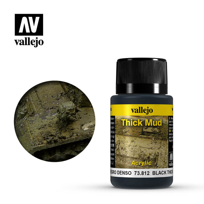 Vallejo Weathering Effects Black Thick Mud (73.812) (40ml)-Paint and Ink-LITKO Game Accessories