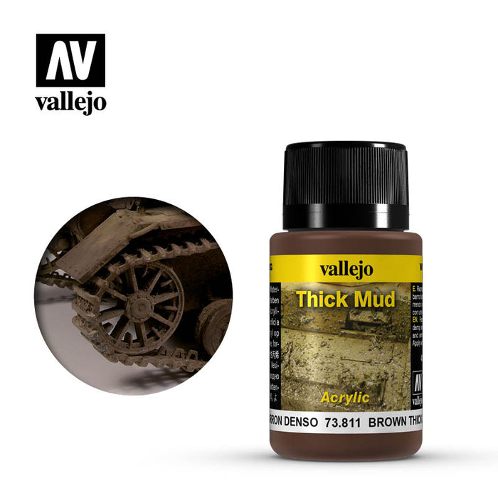Vallejo Weathering Effects Brown Thick Mud (73.811) (40ml)-Paint and Ink-LITKO Game Accessories