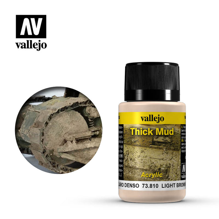 Vallejo Weathering Effects Light Brown Thick Mud (73.810) (40ml)-Paint and Ink-LITKO Game Accessories