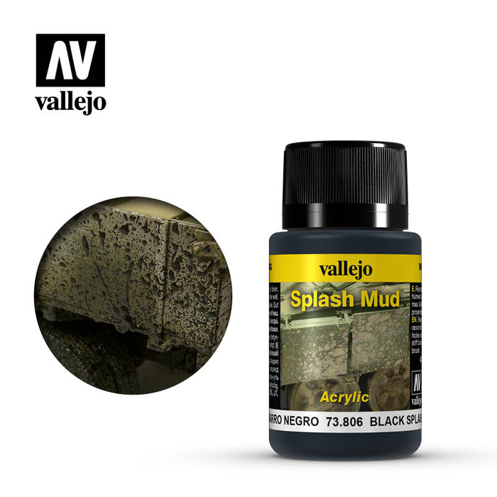 Vallejo Weathering Effects Black Splash Mud (73.806) (40ml)-Paint and Ink-LITKO Game Accessories